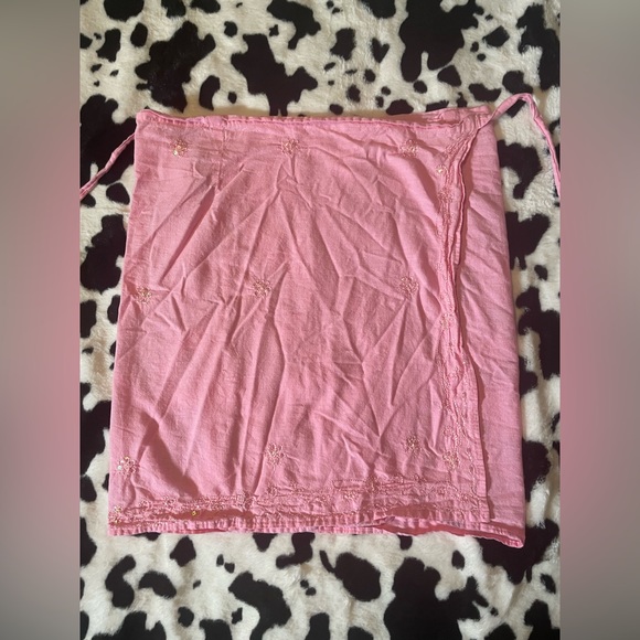 Freedom Pastel Pink Embroidered Fairy Wrap Skirt - Picture 4 of 12